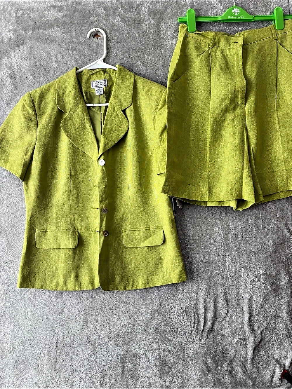 Jennifer Moore Linen Blend Blazer Shorts Pantsuit Green Size 12 New With Tag